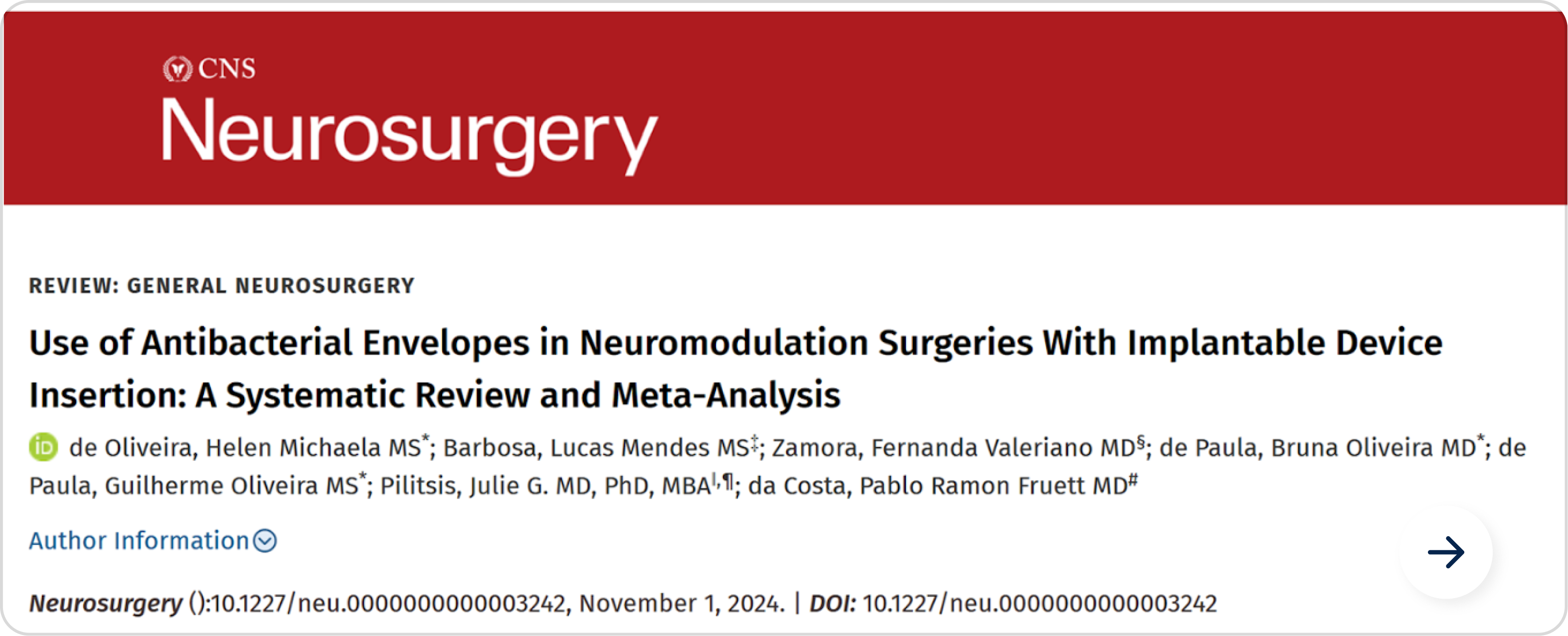 Use of Antibacterial Envelopes in Neuromodulation Surgeries — Neurosurgery